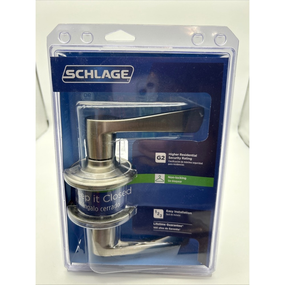 Schlage Merano Passage Lever Door Handle Satin Nickel FA10 V MER 619 G2 Rated